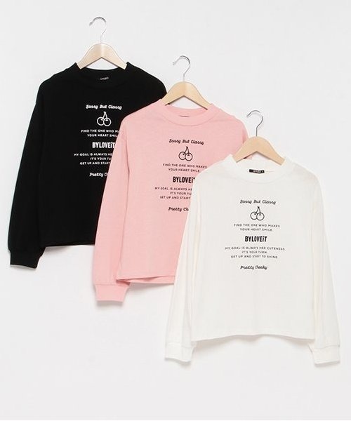 by LOVEiT（バイラビット）の「チェリープリントロングTシャツ（Tシャツ/カットソー・キッズ・オフホワイト/ピンク/ブラック・150cm/140cm/130cm/120cm/160cm）」の9枚目の写真