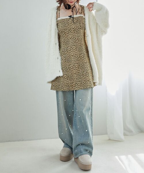 MAJESTIC LEGON（マジェスティックレゴン）の「ローズモチーフミニキャミワンピース（ワンピース・レディース・ブラック系その他/ブラウン系その他2/ベージュ系その他2・MEDIUM）」の6枚目の写真
