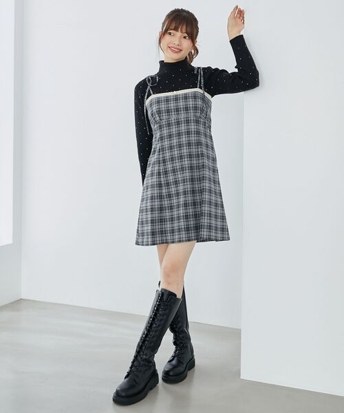 MAJESTIC LEGON（マジェスティックレゴン）の「ローズモチーフミニキャミワンピース（ワンピース・レディース・ブラック系その他/ブラウン系その他2/ベージュ系その他2・MEDIUM）」の19枚目の写真