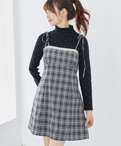MAJESTIC LEGON（マジェスティックレゴン）の「ローズモチーフミニキャミワンピース（ワンピース・レディース・ブラック系その他/ブラウン系その他2/ベージュ系その他2・MEDIUM）」の22枚目の写真