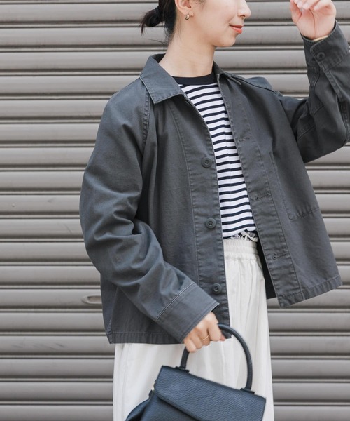 FORK&SPOON（フォークアンドスプーン）の「FORK&SPOON　ミリタリージャケット（ミリタリージャケット・レディース・カーキ/チャコールグレー・1）」の9枚目の写真