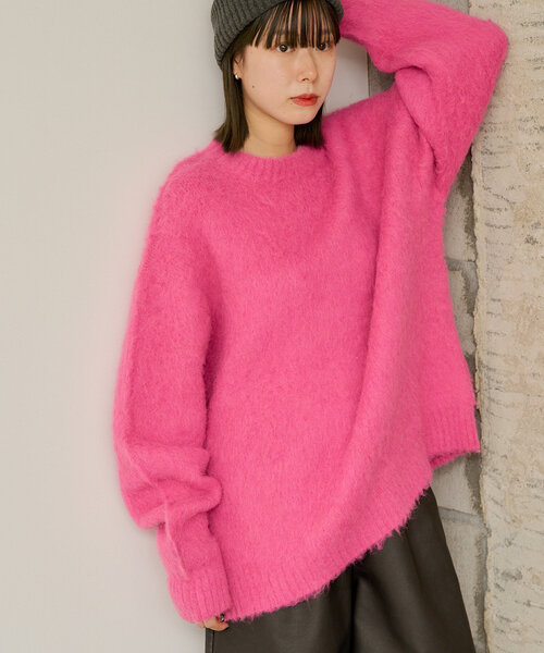 WHIMSIC（ウィムジック）の「【UNISEX】シャギーニットプルオーバー（ニット/セーター・レディース・ブラウン/ピンク/イエロー/ブルー/イエロー系その他2/ピンク系その他2・FREE）」の6枚目の写真