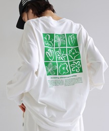 ロゴフラワーイラストプリント長袖Tシャツ