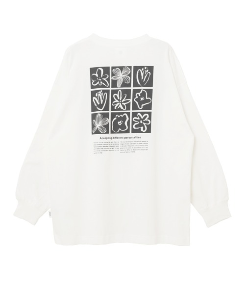 セール】ロゴフラワーイラストプリント長袖Tシャツ（Tシャツ