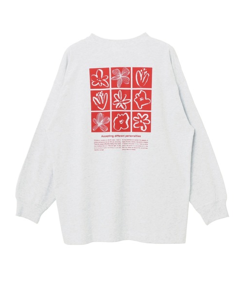 新品　SUNNEI スンネイ　長袖カットソー　フラワープリント　イタリア製　XL セール】ロゴフラワーイラストプリント長袖Tシャツ（Tシャツ