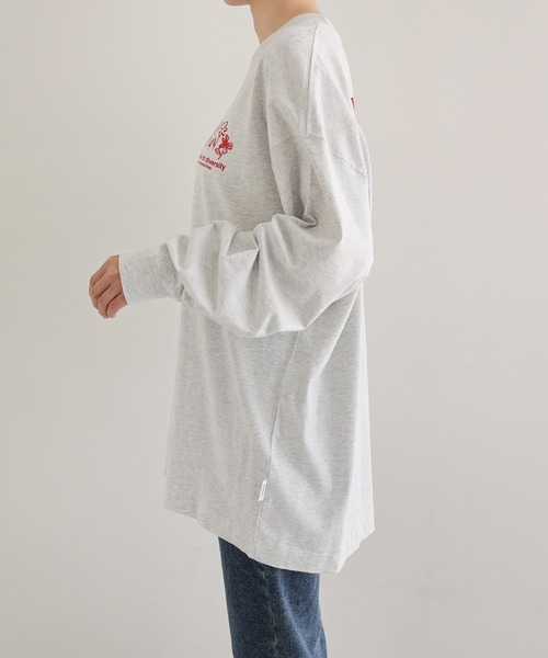 ANME（アンメ）の「ロゴフラワーイラストプリント長袖Tシャツ（Tシャツ/カットソー・レディース・ネイビー/オートミール/ホワイト系その他/オフホワイト・M/L）」の8枚目の写真