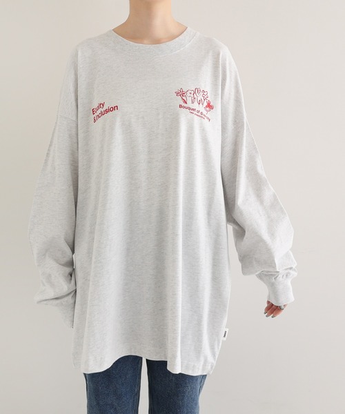ANME（アンメ）の「ロゴフラワーイラストプリント長袖Tシャツ（Tシャツ/カットソー・レディース・ネイビー/オートミール/ホワイト系その他/オフホワイト・M/L）」の10枚目の写真
