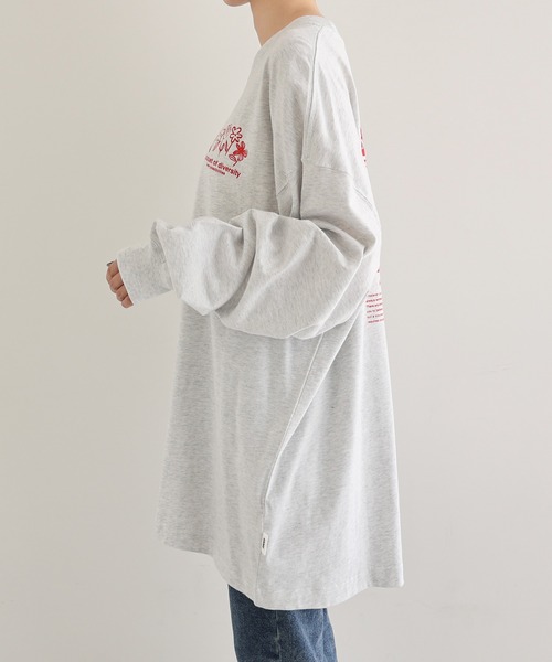 ANME（アンメ）の「ロゴフラワーイラストプリント長袖Tシャツ（Tシャツ/カットソー・レディース・ネイビー/オートミール/ホワイト系その他/オフホワイト・M/L）」の11枚目の写真
