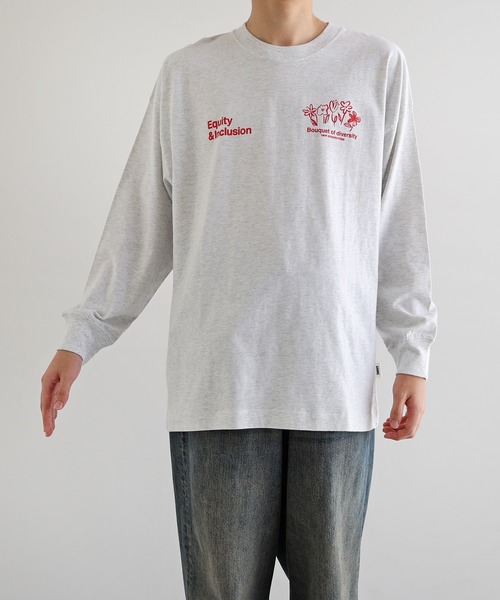 セール】ロゴフラワーイラストプリント長袖Tシャツ（Tシャツ