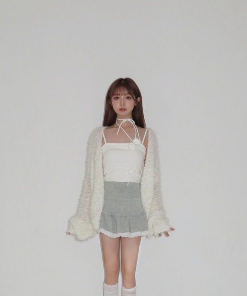 MAINLYTRULY（メインリィトゥルリィ）の「バラ ストラップ デザイン キャミソール（キャミソール・レディース・ホワイト系・S）」の3枚目の写真