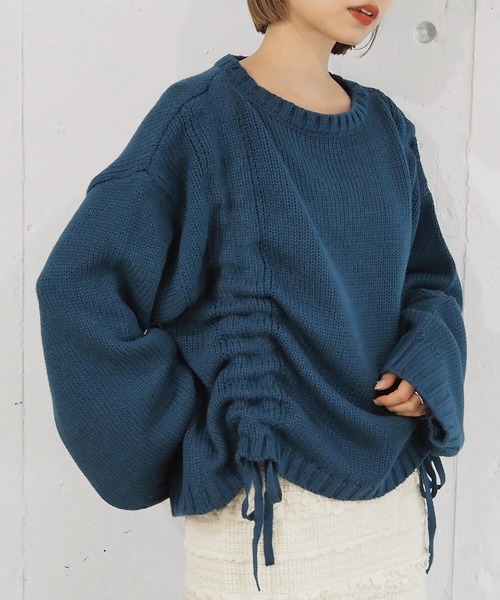 tiptop（ティップトップ）の「フロントドロストニットプルオーバー（ニット/セーター・レディース・アイボリー/チャコールグレー/グリーン/ボルドー/ブルー/イエロー/ピンク・FREE）」の5枚目の写真