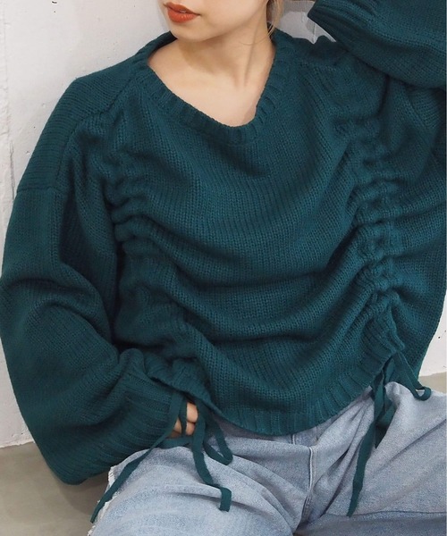 tiptop（ティップトップ）の「フロントドロストニットプルオーバー（ニット/セーター・レディース・アイボリー/チャコールグレー/グリーン/ボルドー/ブルー/イエロー/ピンク・FREE）」の4枚目の写真