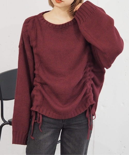 tiptop（ティップトップ）の「フロントドロストニットプルオーバー（ニット/セーター・レディース・アイボリー/チャコールグレー/グリーン/ボルドー/ブルー/イエロー/ピンク・FREE）」の7枚目の写真