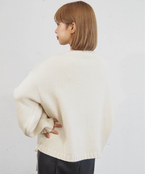 tiptop（ティップトップ）の「フロントドロストニットプルオーバー（ニット/セーター・レディース・アイボリー/チャコールグレー/グリーン/ボルドー/ブルー/イエロー/ピンク・FREE）」の12枚目の写真