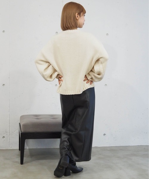 tiptop（ティップトップ）の「フロントドロストニットプルオーバー（ニット/セーター・レディース・アイボリー/チャコールグレー/グリーン/ボルドー/ブルー/イエロー/ピンク・FREE）」の13枚目の写真