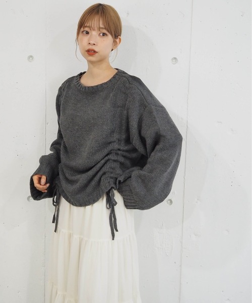 tiptop（ティップトップ）の「フロントドロストニットプルオーバー（ニット/セーター・レディース・アイボリー/チャコールグレー/グリーン/ボルドー/ブルー/イエロー/ピンク・FREE）」の21枚目の写真