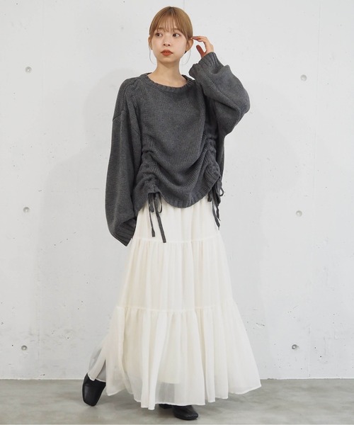 tiptop（ティップトップ）の「フロントドロストニットプルオーバー（ニット/セーター・レディース・アイボリー/チャコールグレー/グリーン/ボルドー/ブルー/イエロー/ピンク・FREE）」の22枚目の写真