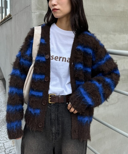 CIAOPANIC TYPY（チャオパニックティピー）の「【UNISEX】マルチボーダー起毛カーディガン（カーディガン/ボレロ・レディース・ブラウン/ベージュ/オレンジ・MEDIUM/LARGE）」の11枚目の写真