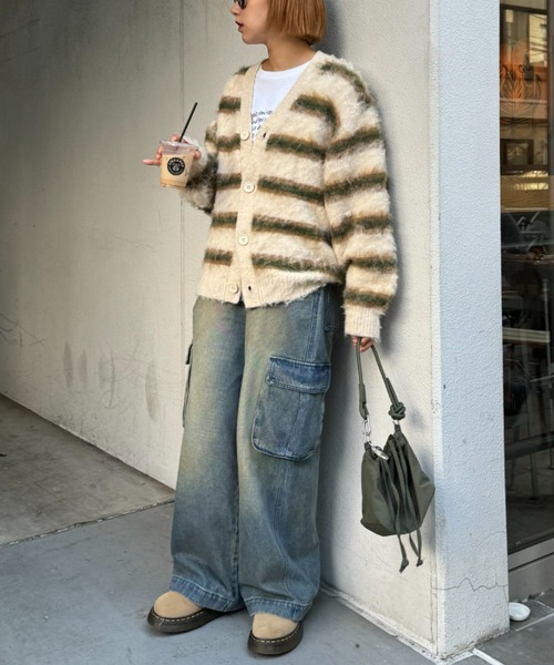 CIAOPANIC TYPY（チャオパニックティピー）の「【UNISEX】マルチボーダー起毛カーディガン（カーディガン/ボレロ・レディース・ブラウン/ベージュ/オレンジ・MEDIUM/LARGE）」の20枚目の写真