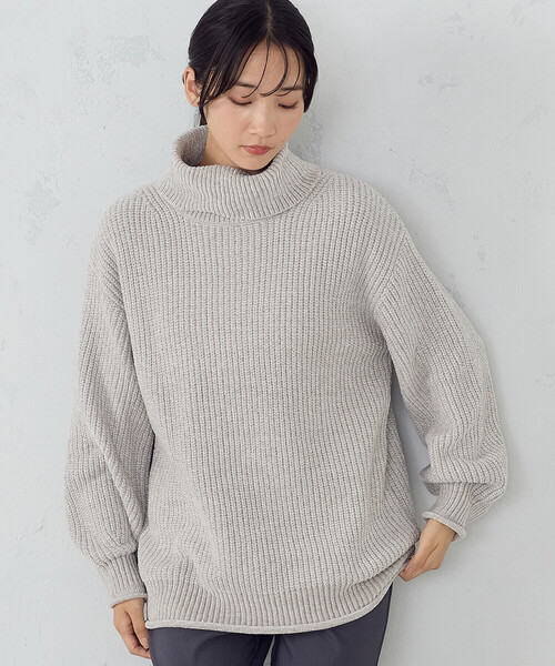 COMME CA ISM(コムサイズム)の「ラメモール オフタートルネックニット(ニット/セーター・レディース・ライトグレー/チャコール/アイボリー・FREE)」の9枚目の写真