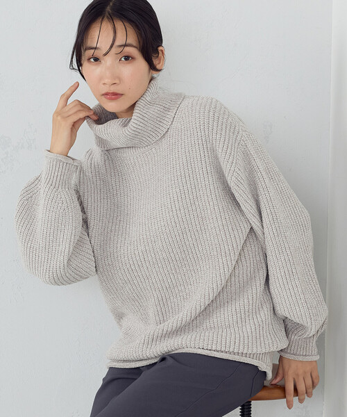 COMME CA ISM(コムサイズム)の「ラメモール オフタートルネックニット(ニット/セーター・レディース・ライトグレー/チャコール/アイボリー・FREE)」の10枚目の写真