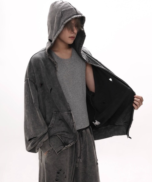 オーバーサイズ ウォッシュドダメージパーカー ピグメント WO24W2TP01【WB ORIGINALS】
