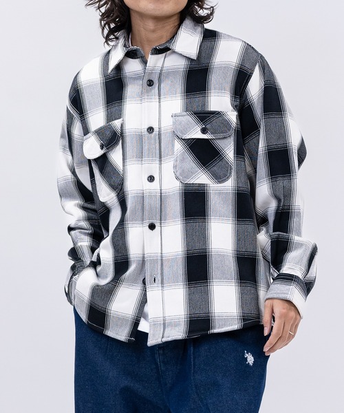 JOHN'S CLOSET（ジョンズクローゼット）の「【3】裏起毛 ヘビーネルチェック CPOシャツ（シャツ/ブラウス・メンズ・オレンジ系その他/その他/ベージュ系その他/ベージュ系その他2/グリーン系その他/ブルー系その他/サックスブルー系1/ブルー系その他2/グレー系その他/ブラック系その他/グリーン系その他2・LARGE/X-LARGE/MEDIUM）」の2枚目の写真