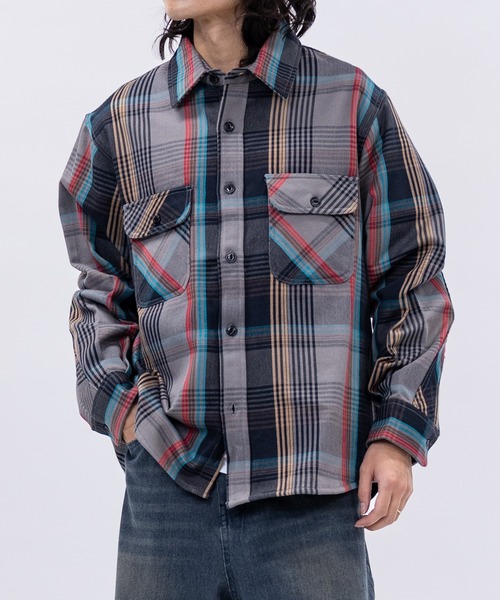 JOHN'S CLOSET（ジョンズクローゼット）の「【3】裏起毛 ヘビーネルチェック CPOシャツ（シャツ/ブラウス・メンズ・オレンジ系その他/その他/ベージュ系その他/ベージュ系その他2/グリーン系その他/ブルー系その他/サックスブルー系1/ブルー系その他2/グレー系その他/ブラック系その他/グリーン系その他2・LARGE/X-LARGE/MEDIUM）」の3枚目の写真