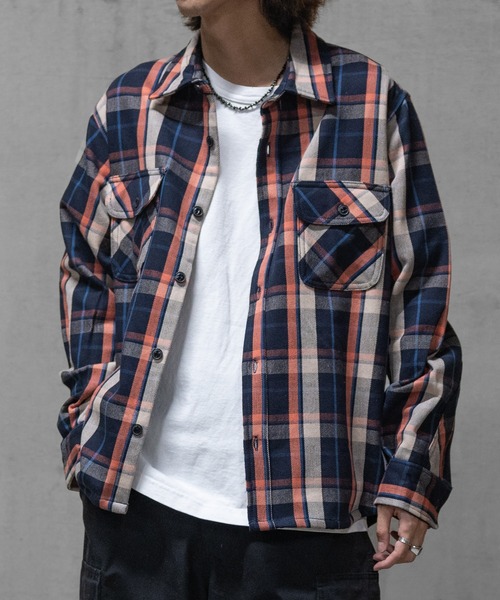 JOHN'S CLOSET（ジョンズクローゼット）の「【3】裏起毛 ヘビーネルチェック CPOシャツ（シャツ/ブラウス・メンズ・オレンジ系その他/その他/ベージュ系その他/ベージュ系その他2/グリーン系その他/ブルー系その他/サックスブルー系1/ブルー系その他2/グレー系その他/ブラック系その他/グリーン系その他2・LARGE/X-LARGE/MEDIUM）」の10枚目の写真