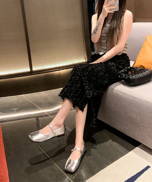 Lace Ladies（レースレディース）の「レザー調 スクエアトゥ ストラップ フラット パンプス（パンプス・レディース・ブラウン/ブラック/シルバー・22.5cm/23.5cm/24cm/24.5cm/25cm/23cm）」の11枚目の写真