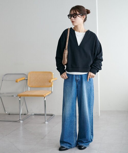 jeans ショート丈スウェット　XS 2026SS新作】ショート丈スウェットトップス(セットアップ可)[品番
