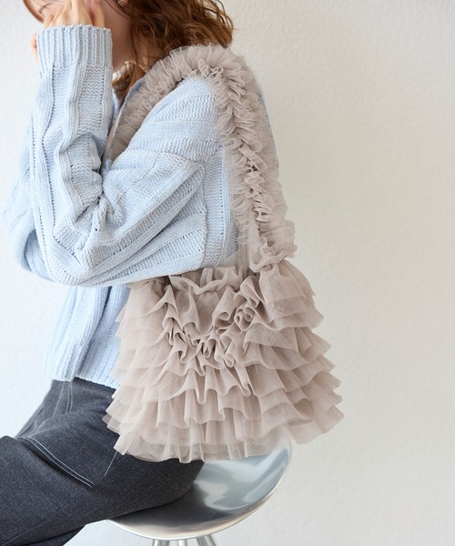 ROPE' PICNIC（ロペピクニック）の「シアーフリルワンハンドルバッグ（ショルダーバッグ・レディース・ベージュ系その他2/ブラック・FREE）」の12枚目の写真