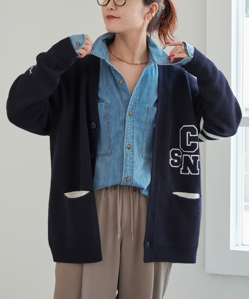 Spick and Span  レターマンビッグ カーディガン ニット Spick & Span（スピックアンドスパン）の「レタードニット