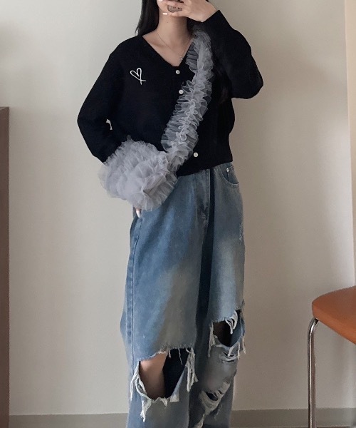 nemne store(ネンネストア)の「《Delfy》フリルチュールショルダーバッグ(ショルダーバッグ・レディース・ブラック/アイボリー/グレー系・フリー)」の8枚目の写真