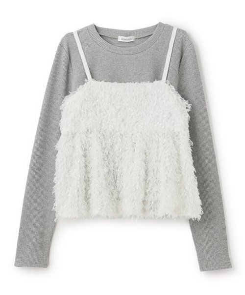 LOVETOXIC（ラブトキシック）の「フェザービスチェインナーセット（アンサンブル・キッズ・ベージュ/オフホワイト/ピンク・L:160cm/S:140cm/M:150cm）」の2枚目の写真