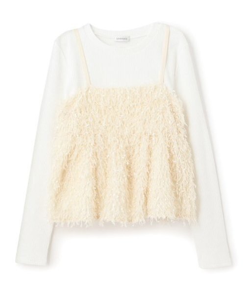 LOVETOXIC（ラブトキシック）の「フェザービスチェインナーセット（アンサンブル・キッズ・ベージュ/オフホワイト/ピンク・L:160cm/S:140cm/M:150cm）」の4枚目の写真