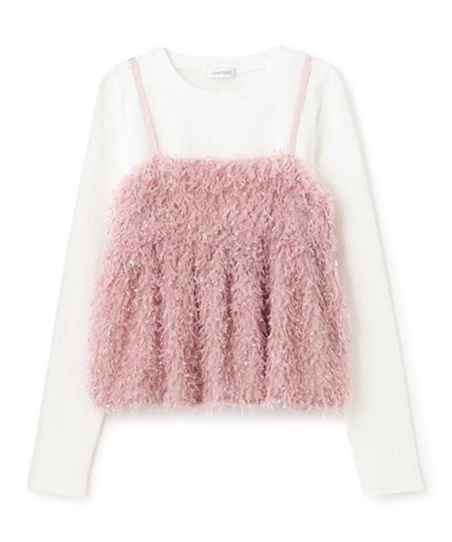 LOVETOXIC（ラブトキシック）の「フェザービスチェインナーセット（アンサンブル・キッズ・ベージュ/オフホワイト/ピンク・L:160cm/S:140cm/M:150cm）」の5枚目の写真