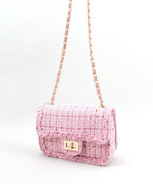 styiro（スタイロ）の「ツイードショルダーバッグ（ショルダーバッグ・レディース・ピンク/ホワイト/ブラック/アイボリー・FREE）」の4枚目の写真