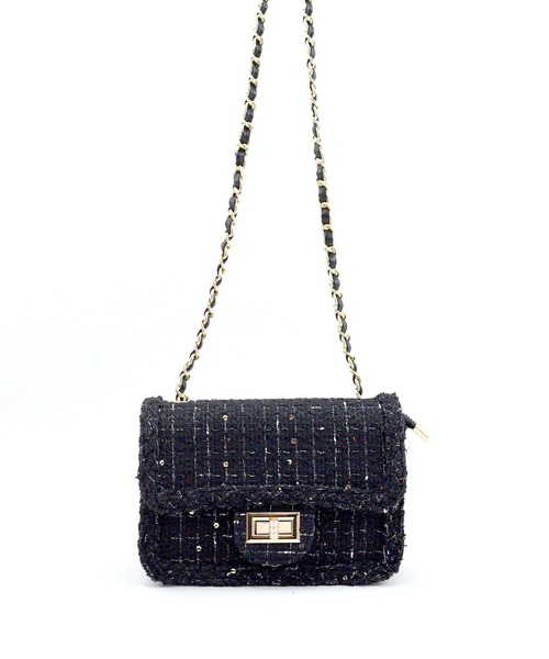 styiro（スタイロ）の「ツイードショルダーバッグ（ショルダーバッグ・レディース・ピンク/ホワイト/ブラック/アイボリー・FREE）」の5枚目の写真