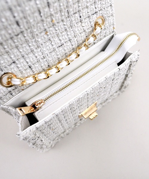 styiro（スタイロ）の「ツイードショルダーバッグ（ショルダーバッグ・レディース・ピンク/ホワイト/ブラック/アイボリー・FREE）」の13枚目の写真