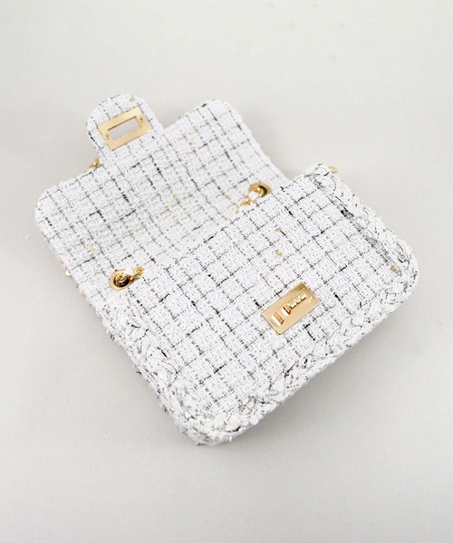 styiro（スタイロ）の「ツイードショルダーバッグ（ショルダーバッグ・レディース・ピンク/ホワイト/ブラック/アイボリー・FREE）」の14枚目の写真