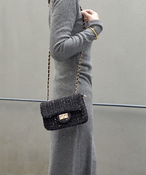 styiro（スタイロ）の「ツイードショルダーバッグ（ショルダーバッグ・レディース・ピンク/ホワイト/ブラック/アイボリー・FREE）」の19枚目の写真