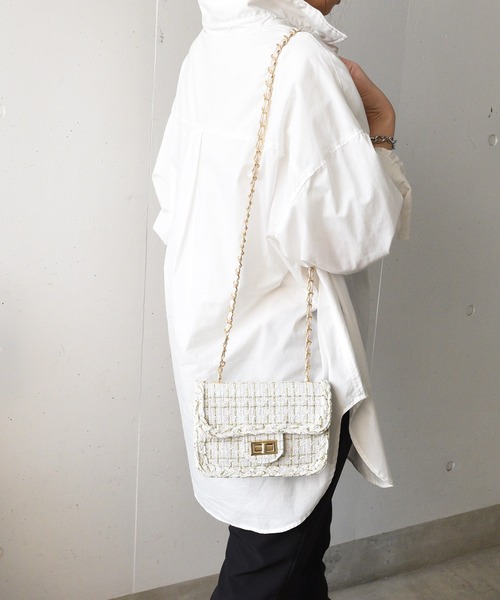 styiro（スタイロ）の「ツイードショルダーバッグ（ショルダーバッグ・レディース・ピンク/ホワイト/ブラック/アイボリー・FREE）」の21枚目の写真