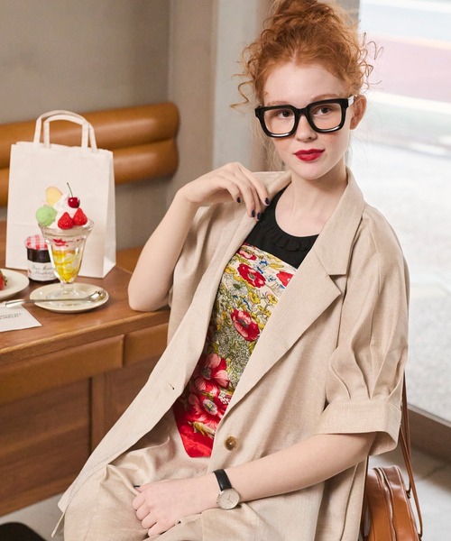 BONLECILL（ボンルシール）の「【セットアップ対応】フェイクリネン ボリュームタックスリーブコクーンテーラードジャケット（テーラードジャケット・レディース・チャコールグレー/アイボリー/ブラック/ブラウン/ベージュ・FREE）」の18枚目の写真