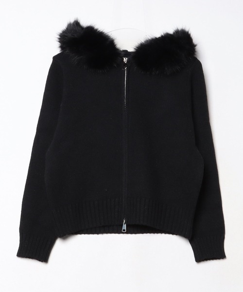 gossip！ロサンゼルス（ゴシップロサンゼルス）の「Y2K エコファー  ニット フード パーカー（パーカー・レディース・ブラック/グレー/オフホワイト/ブラウン/ピンク/ブルー・FREE）」の17枚目の写真