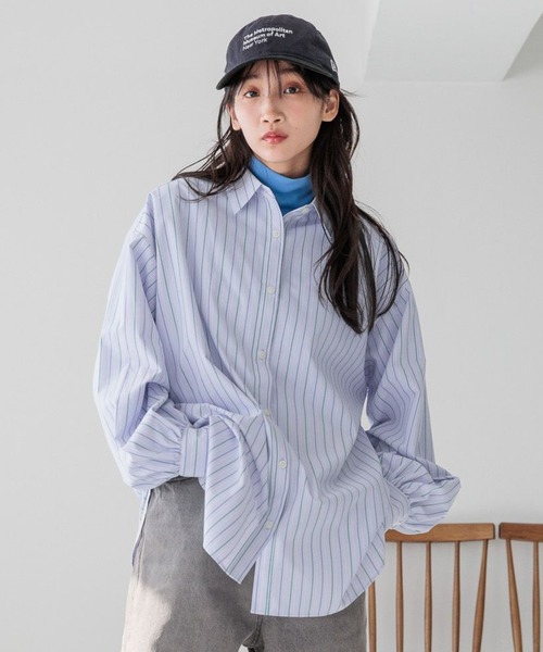 LOWRYS FARM(ローリーズファーム)の「ストライプ2WAYシャツ 251985(シャツ/ブラウス・レディース・ライトブルー/ブルー/ブラック・FREE)」の7枚目の写真