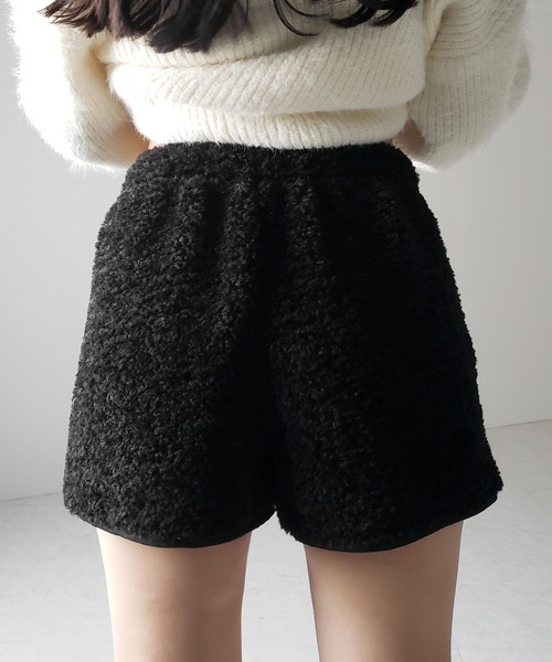 セール】【 2color 】ハイウエストボアショートパンツ ／ highwaist