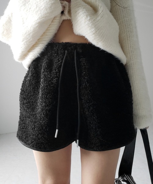 2color 】ハイウエストボアショートパンツ ／ highwaist boa short