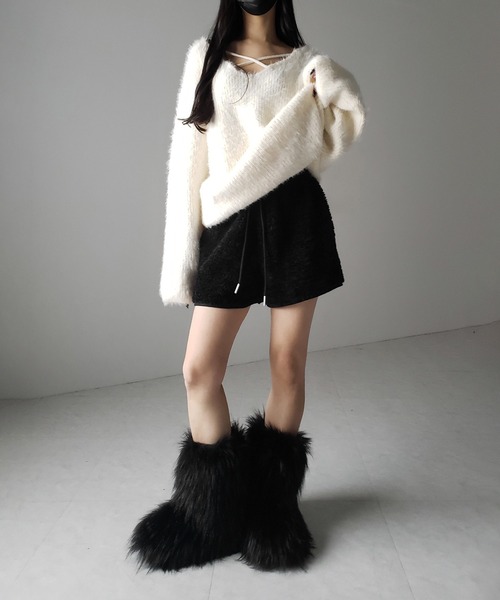 me+em select（ミームセレクト）の「【 ２color 】ハイウエストボアショートパンツ ／ highwaist boa short pants（その他パンツ・レディース・アイボリー/ブラック・FREE）」の21枚目の写真