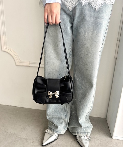 セール】リボンモチーフホーボーバッグ（ショルダーバッグ）｜Loueme